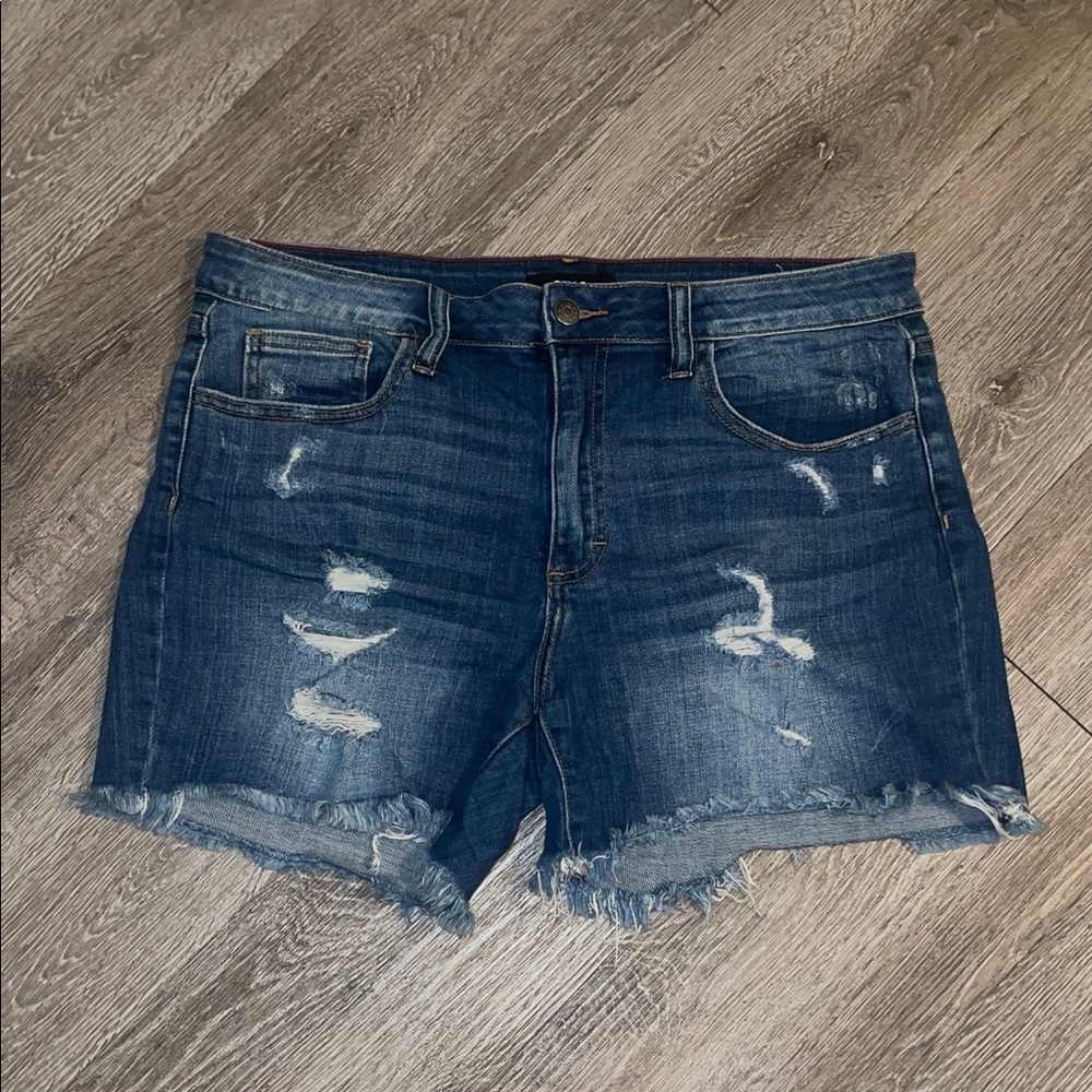 Cello Blue Distressed Jean Shorts stretchy size large denim boho